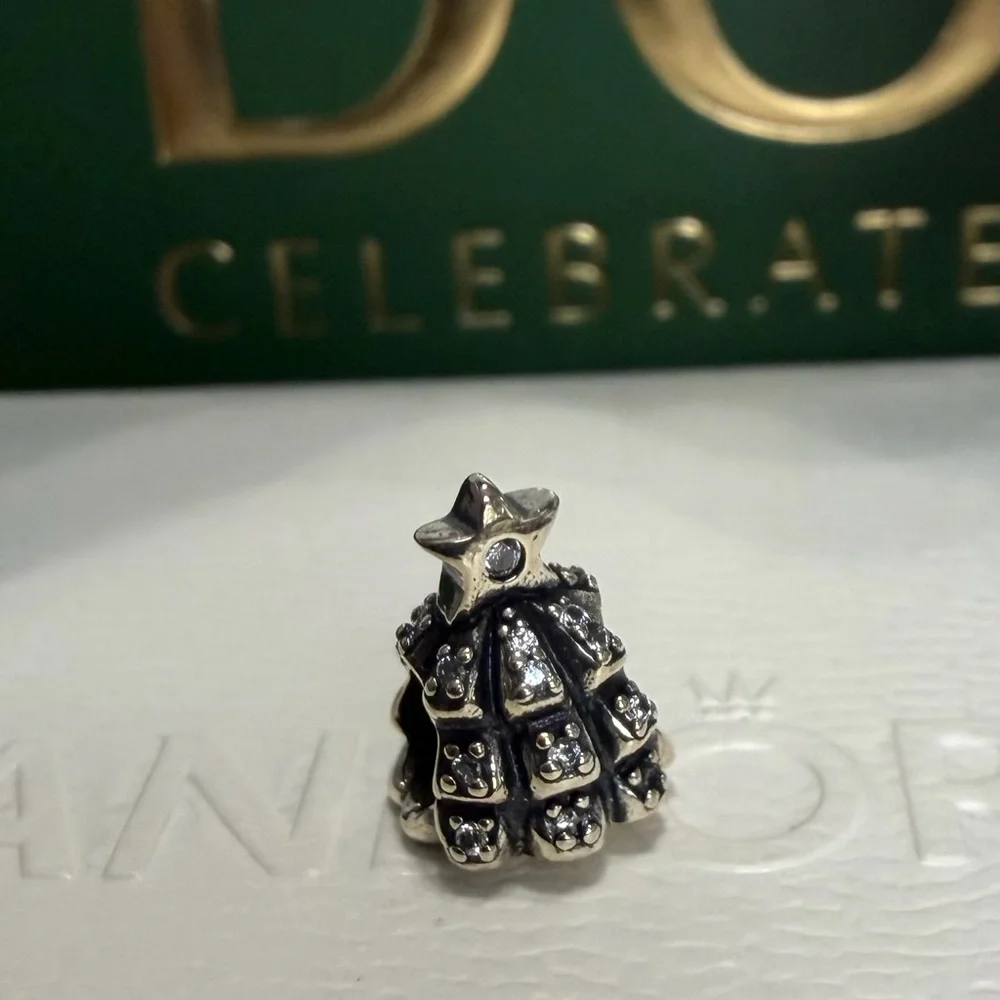 Pandora Silver Christmas Tree With CZ Accents Charm - Picture 3 of 5